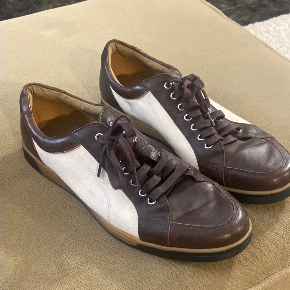 Men's Brown and White Casual Sneakers